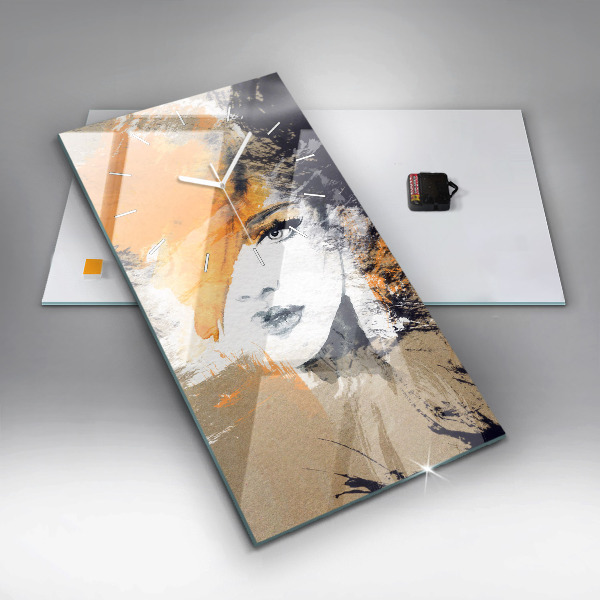 Horloge rectangulaire verticale 'Portrait d''une femme abstrait'