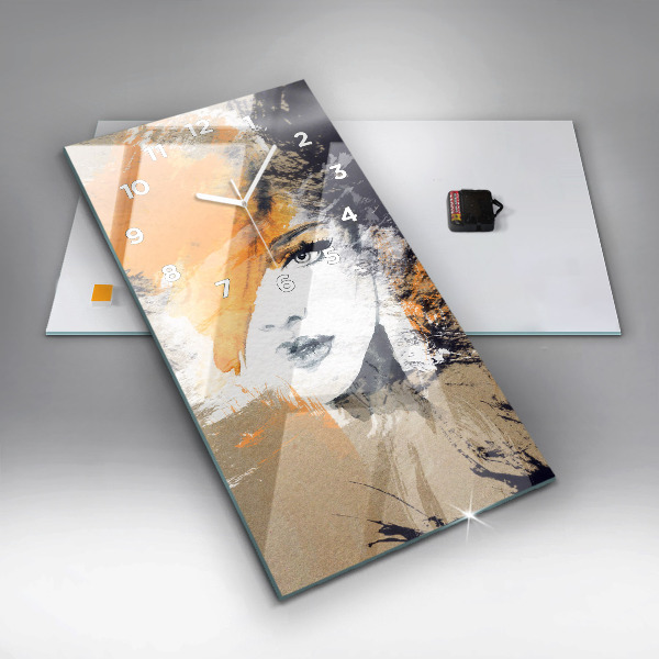 Horloge rectangulaire verticale 'Portrait d''une femme abstrait'