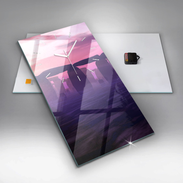 Horloge rectangulaire verticale Coucher de soleil à Stonehenge