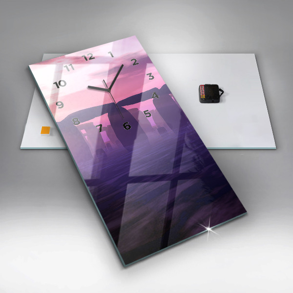 Horloge rectangulaire verticale Coucher de soleil à Stonehenge