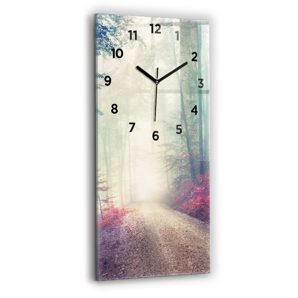 Horloge rectangulaire verticale 'Route d''automne Forêt Brouillard'