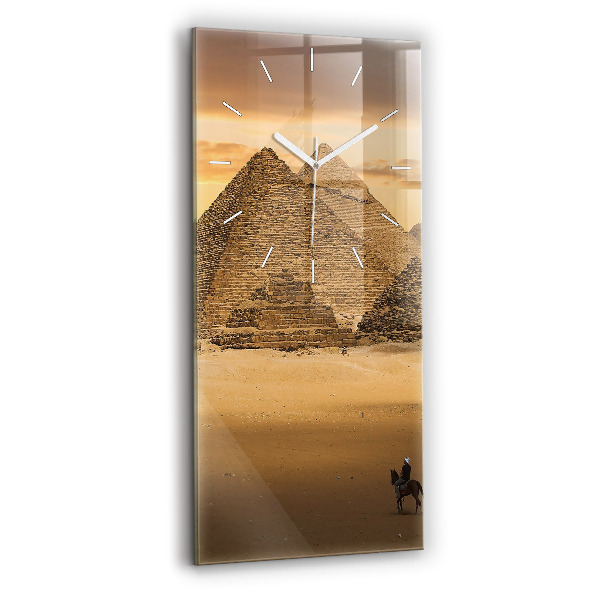 Horloge rectangulaire verticale Pyramides et coucher de soleil