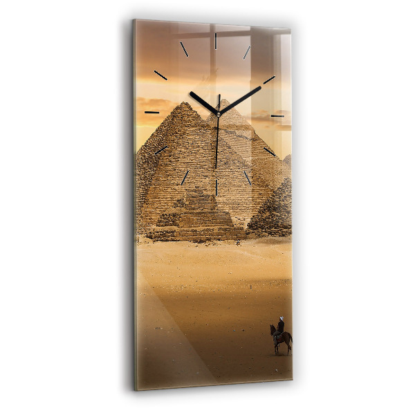 Horloge rectangulaire verticale Pyramides et coucher de soleil