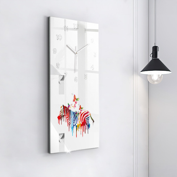 Horloge rectangulaire verticale Zèbre coloré
