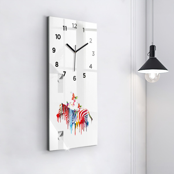 Horloge rectangulaire verticale Zèbre coloré