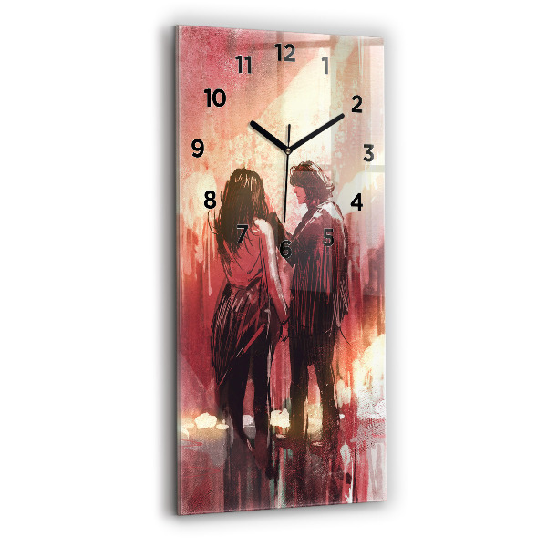 Horloge rectangulaire verticale Jeune couple amoureux