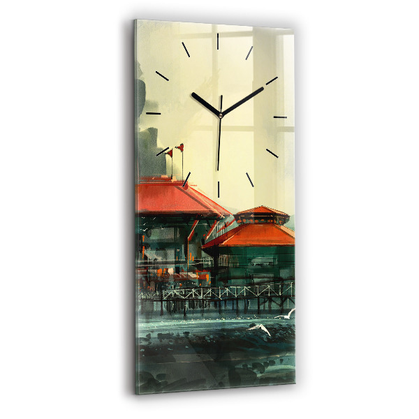 Horloge rectangulaire verticale Village de pêcheurs