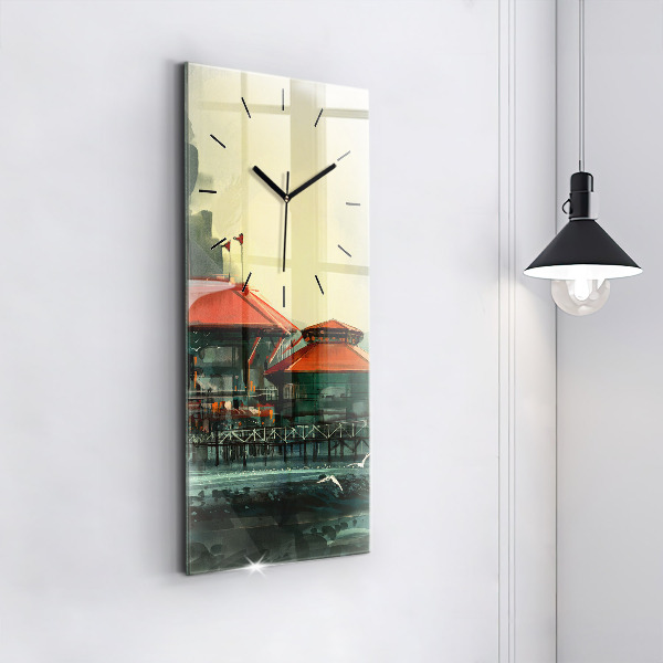 Horloge rectangulaire verticale Village de pêcheurs