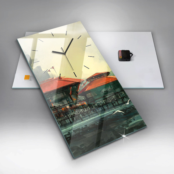 Horloge rectangulaire verticale Village de pêcheurs