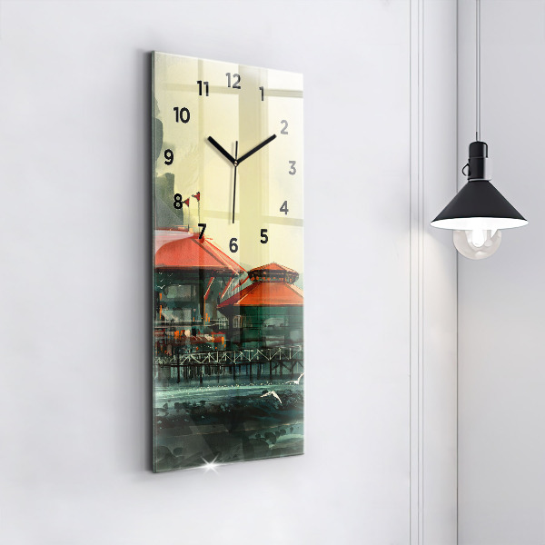 Horloge rectangulaire verticale Village de pêcheurs