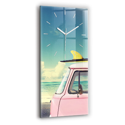 Horloge rectangulaire verticale Voiture avec planche de surf