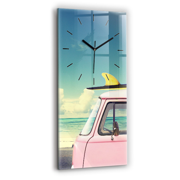 Horloge rectangulaire verticale Voiture avec planche de surf
