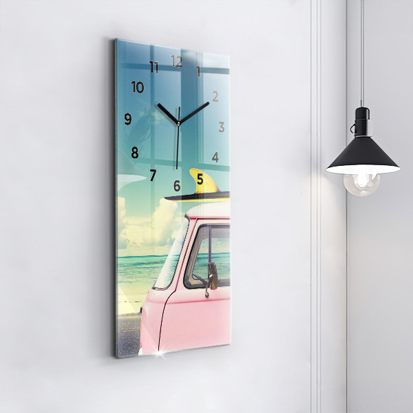 Horloge rectangulaire verticale Voiture avec planche de surf