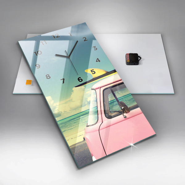Horloge rectangulaire verticale Voiture avec planche de surf