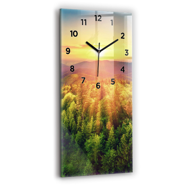 Horloge murale verticale Coucher de soleil sur les collines