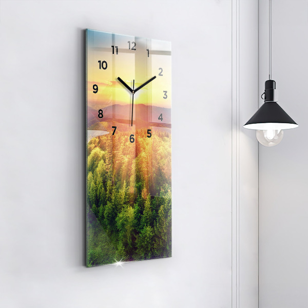 Horloge murale verticale Coucher de soleil sur les collines