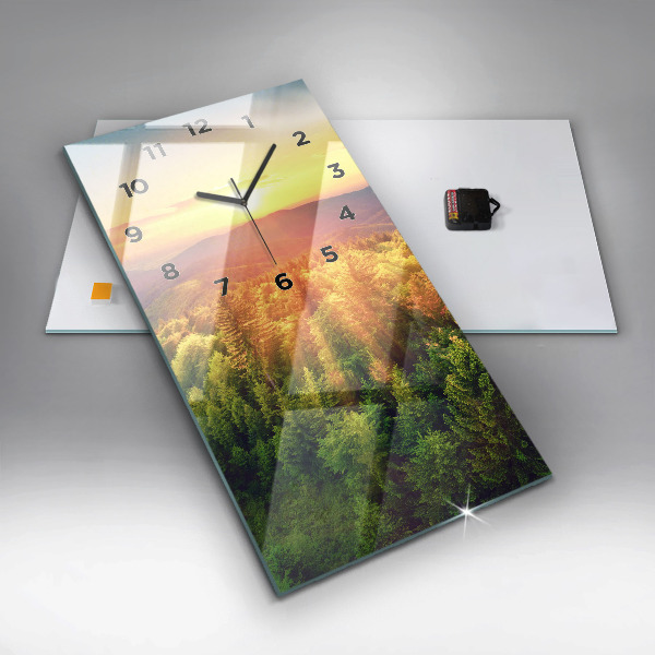 Horloge murale verticale Coucher de soleil sur les collines