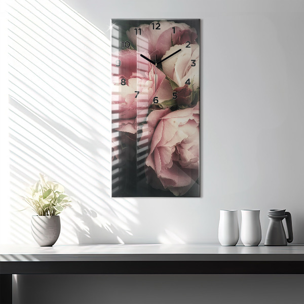 Horloge murale verticale Bouquet de roses roses