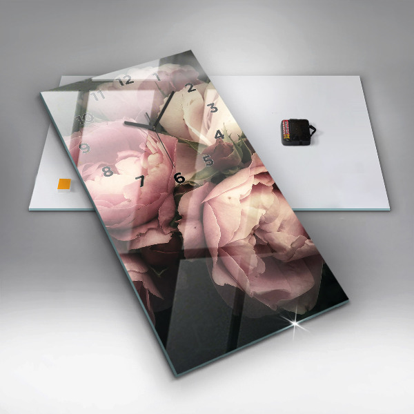 Horloge murale verticale Bouquet de roses roses