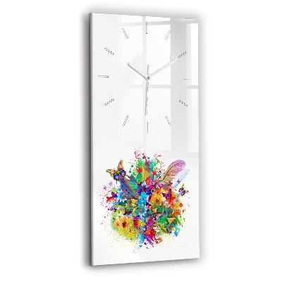 Horloge murale verticale Harmonie florale avec des papillons