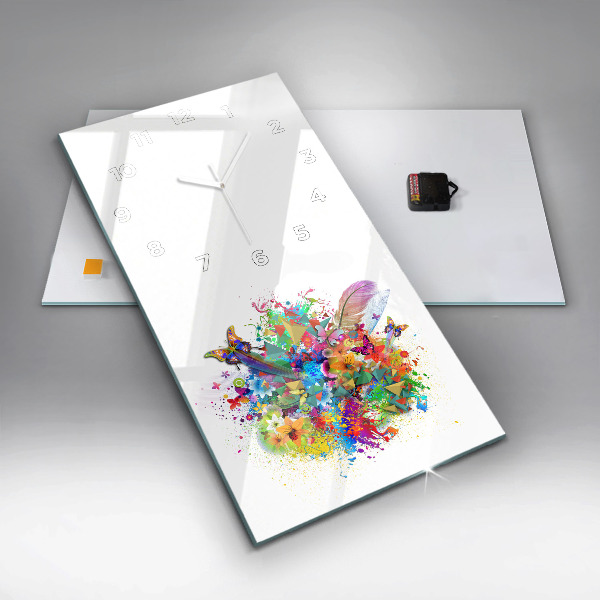 Horloge murale verticale Harmonie florale avec des papillons