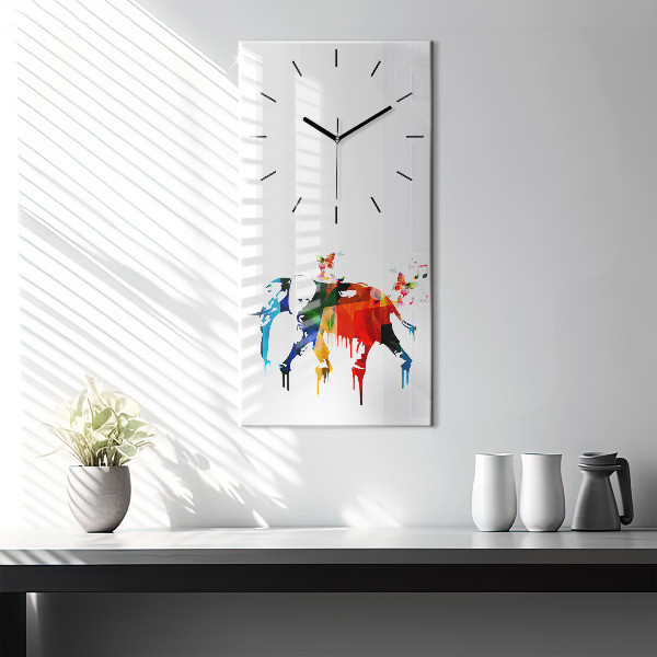 Horloge murale verticale Éléphant peint en couleurs