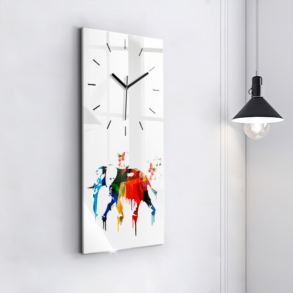 Horloge murale verticale Éléphant peint en couleurs