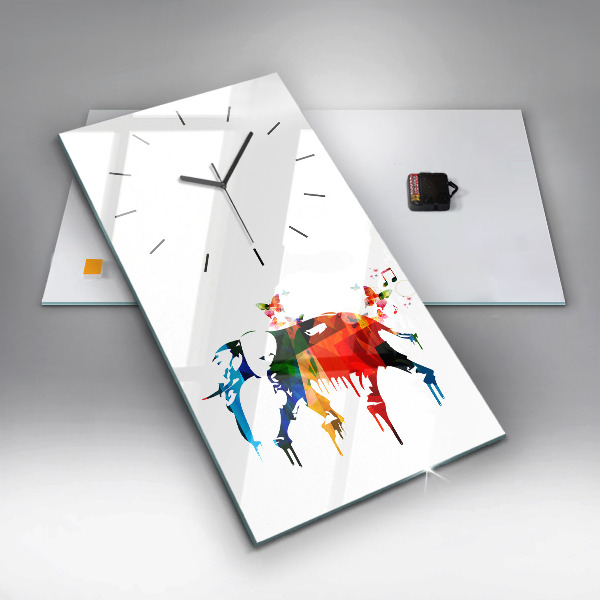 Horloge murale verticale Éléphant peint en couleurs