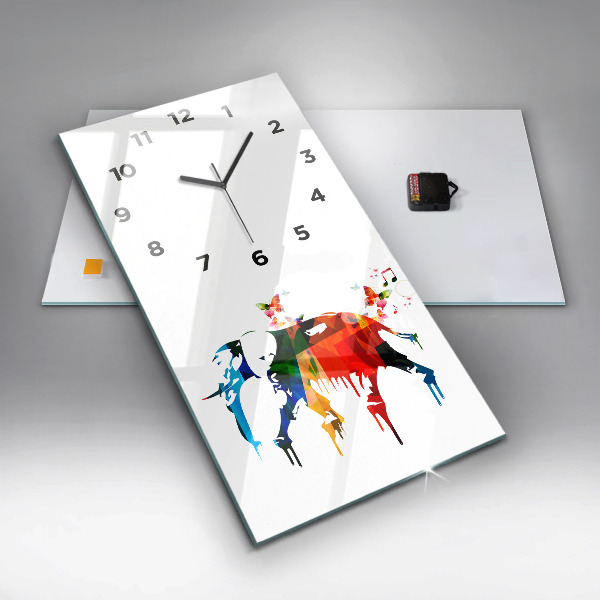 Horloge murale verticale Éléphant peint en couleurs