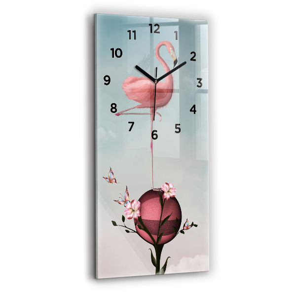 Horloge murale verticale Flamant rose surréaliste