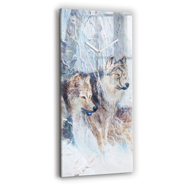 Horloge murale verticale Les loups dans la forêt