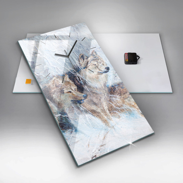 Horloge murale verticale Les loups dans la forêt