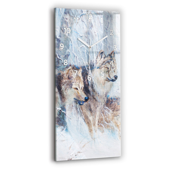 Horloge murale verticale Les loups dans la forêt