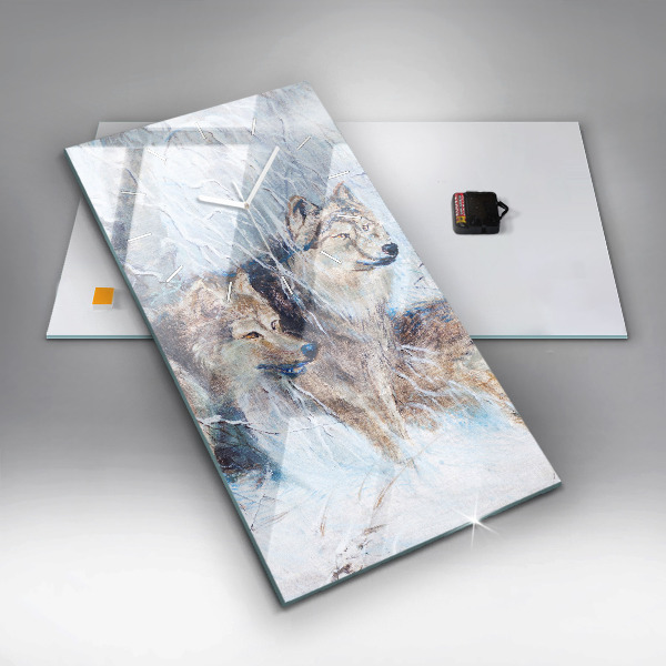 Horloge murale verticale Les loups dans la forêt