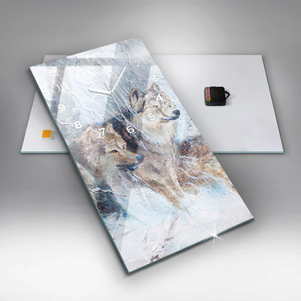 Horloge murale verticale Les loups dans la forêt