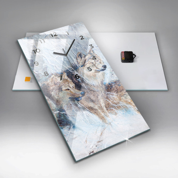 Horloge murale verticale Les loups dans la forêt