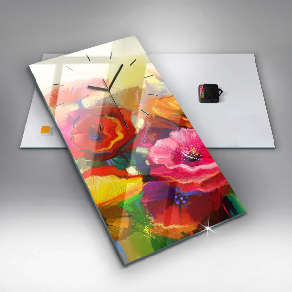 Horloge murale verticale Coquelicots colorés