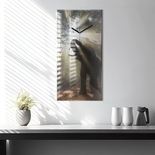 Horloge murale verticale Éléphant dans la jungle