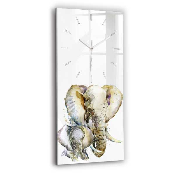 Horloge murale verticale Animaux peints éléphants