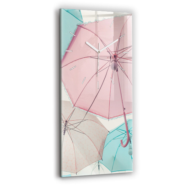 Horloge murale verticale Parapluies pastel