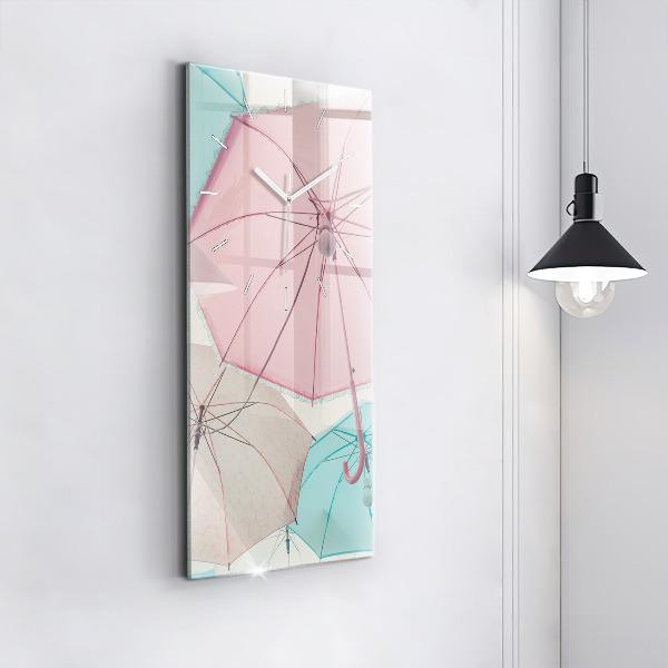 Horloge murale verticale Parapluies pastel