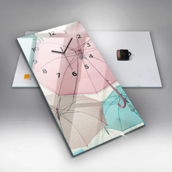 Horloge murale verticale Parapluies pastel