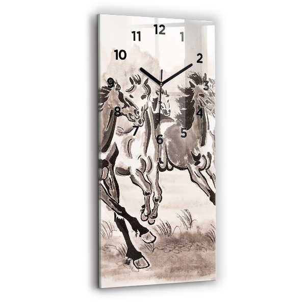 Horloge murale verticale Chevaux au galop