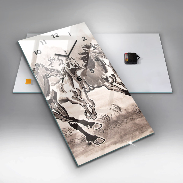 Horloge murale verticale Chevaux au galop