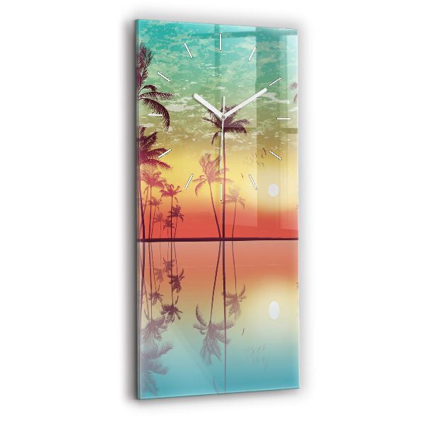 Horloge murale verticale Palmiers tropicaux