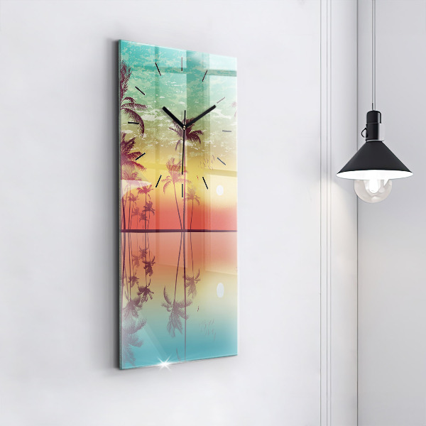 Horloge murale verticale Palmiers tropicaux