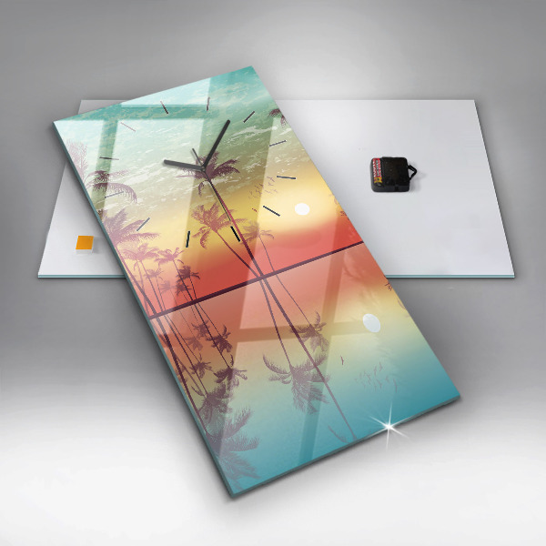 Horloge murale verticale Palmiers tropicaux