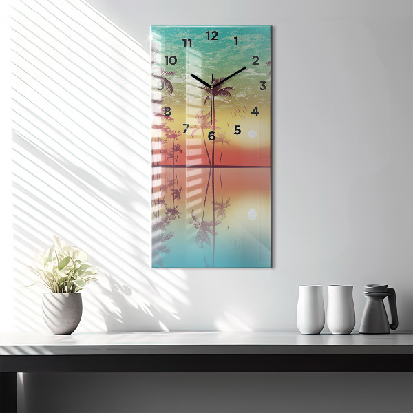 Horloge murale verticale Palmiers tropicaux