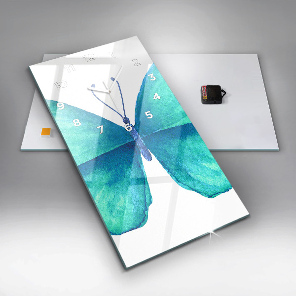 Horloge murale verticale 'Papillon d''été turquoise'
