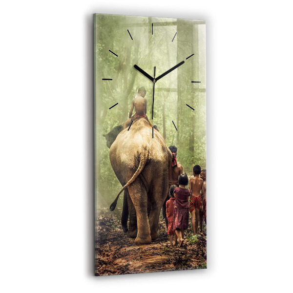 Horloge murale verticale Enfants conduisant un éléphant